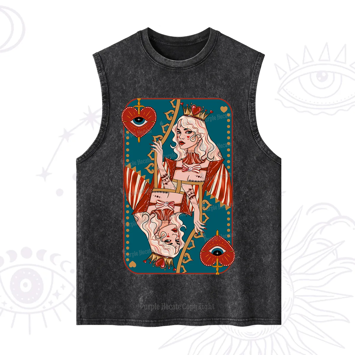 Purplehecate Mystic Queen of Hearts Washed Tank