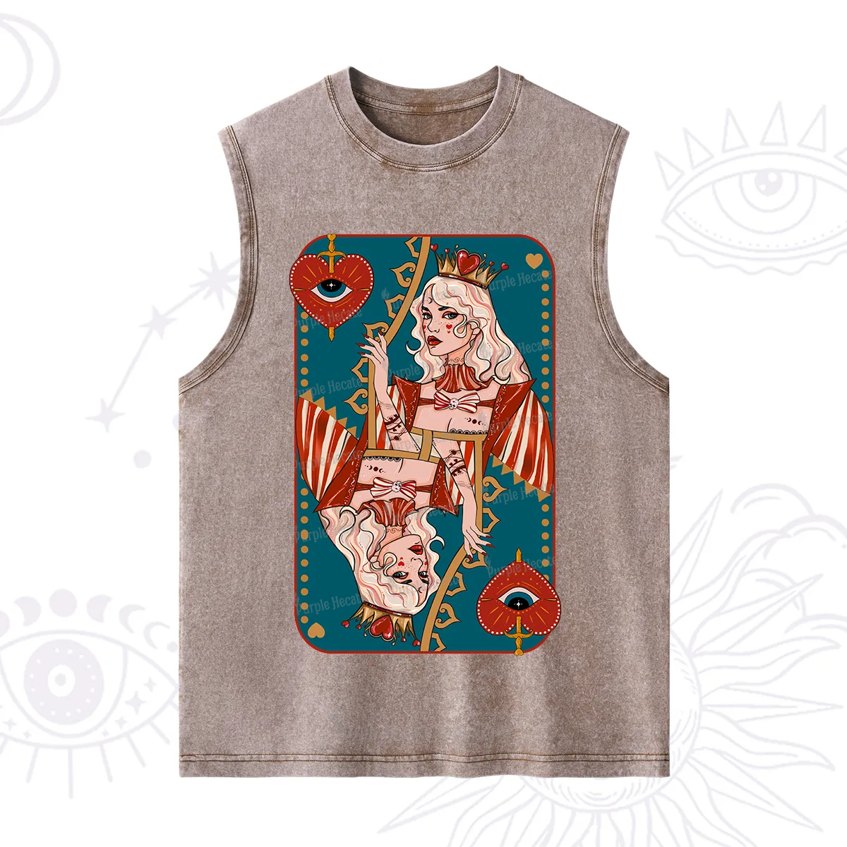 Purplehecate Mystic Queen of Hearts Washed Tank