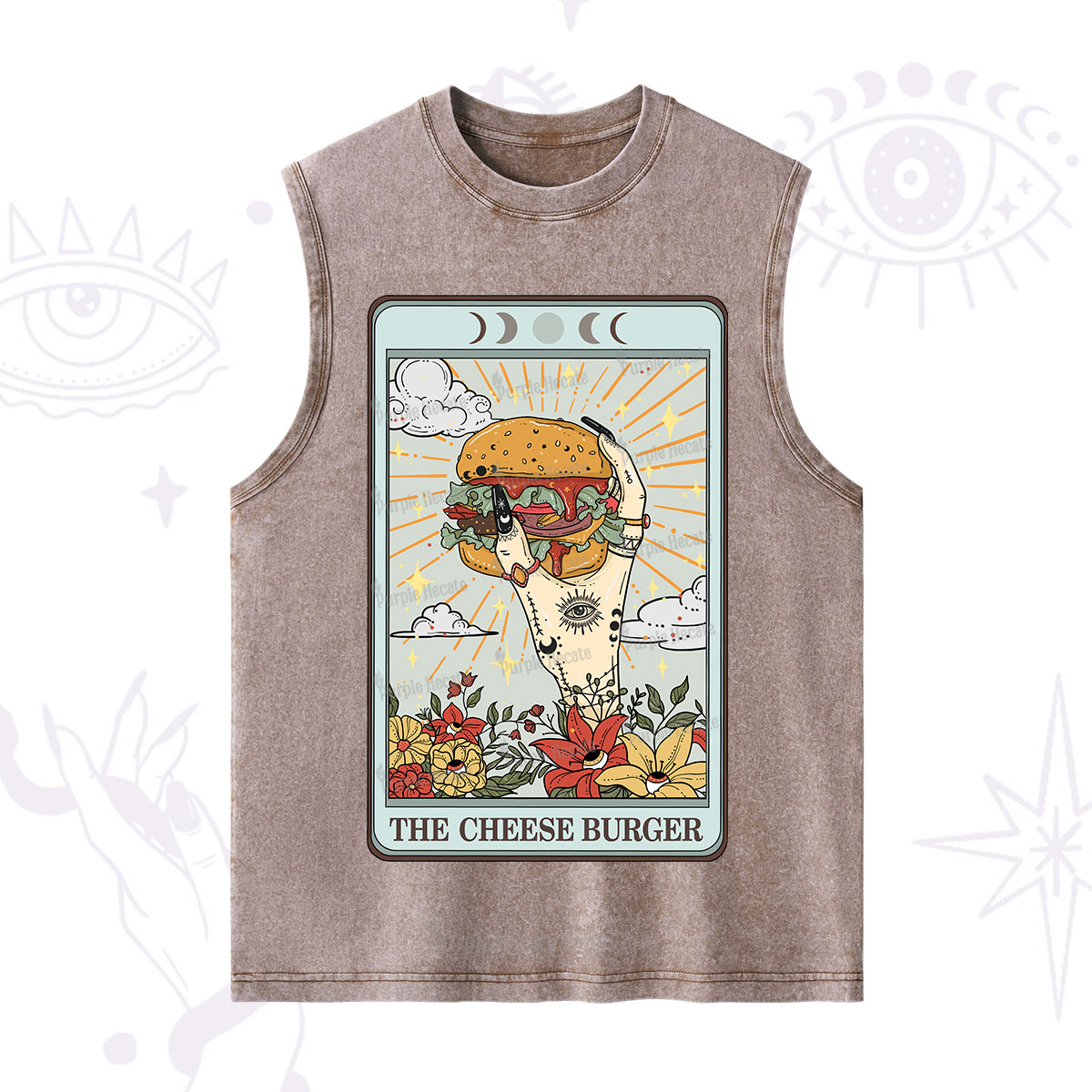 Purplehecate The Cheese Burger Tarot Washed Tank