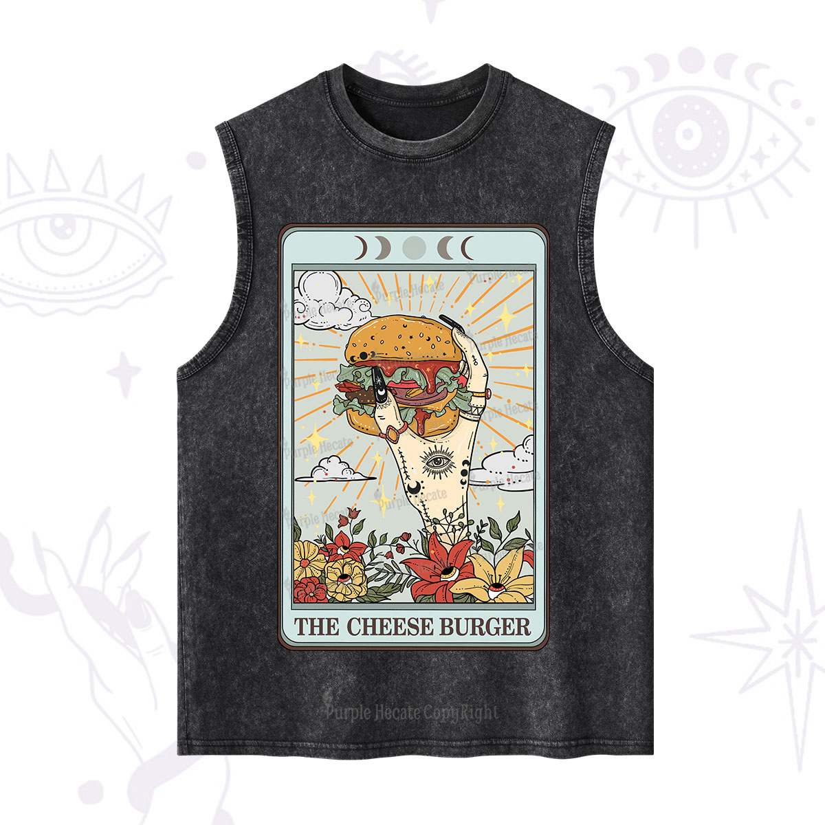Purplehecate The Cheese Burger Tarot Washed Tank