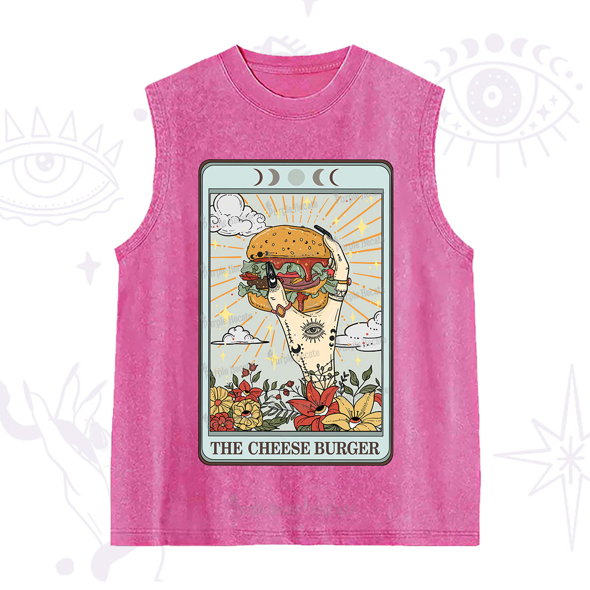 Purplehecate The Cheese Burger Tarot Washed Tank