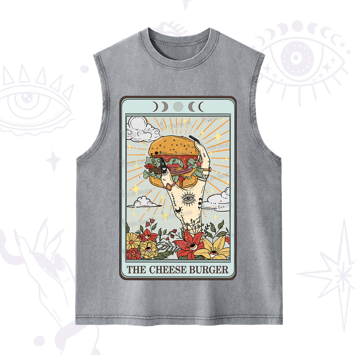 Purplehecate The Cheese Burger Tarot Washed Tank
