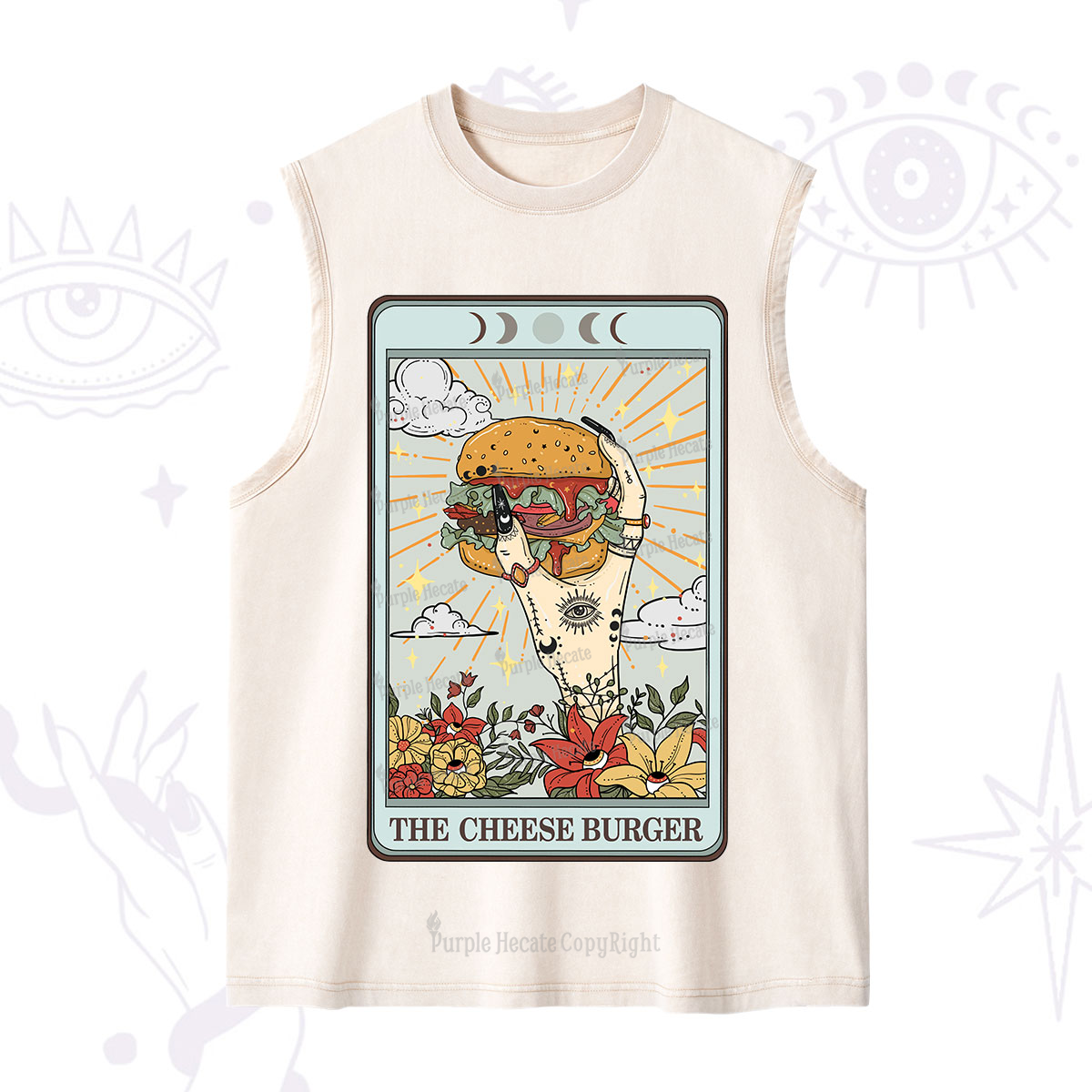 Purplehecate The Cheese Burger Tarot Washed Tank