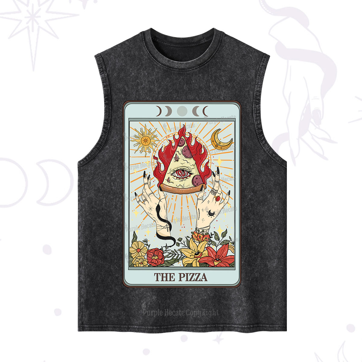 Purplehecate The Pizze Food Tarot Card Washed Tank