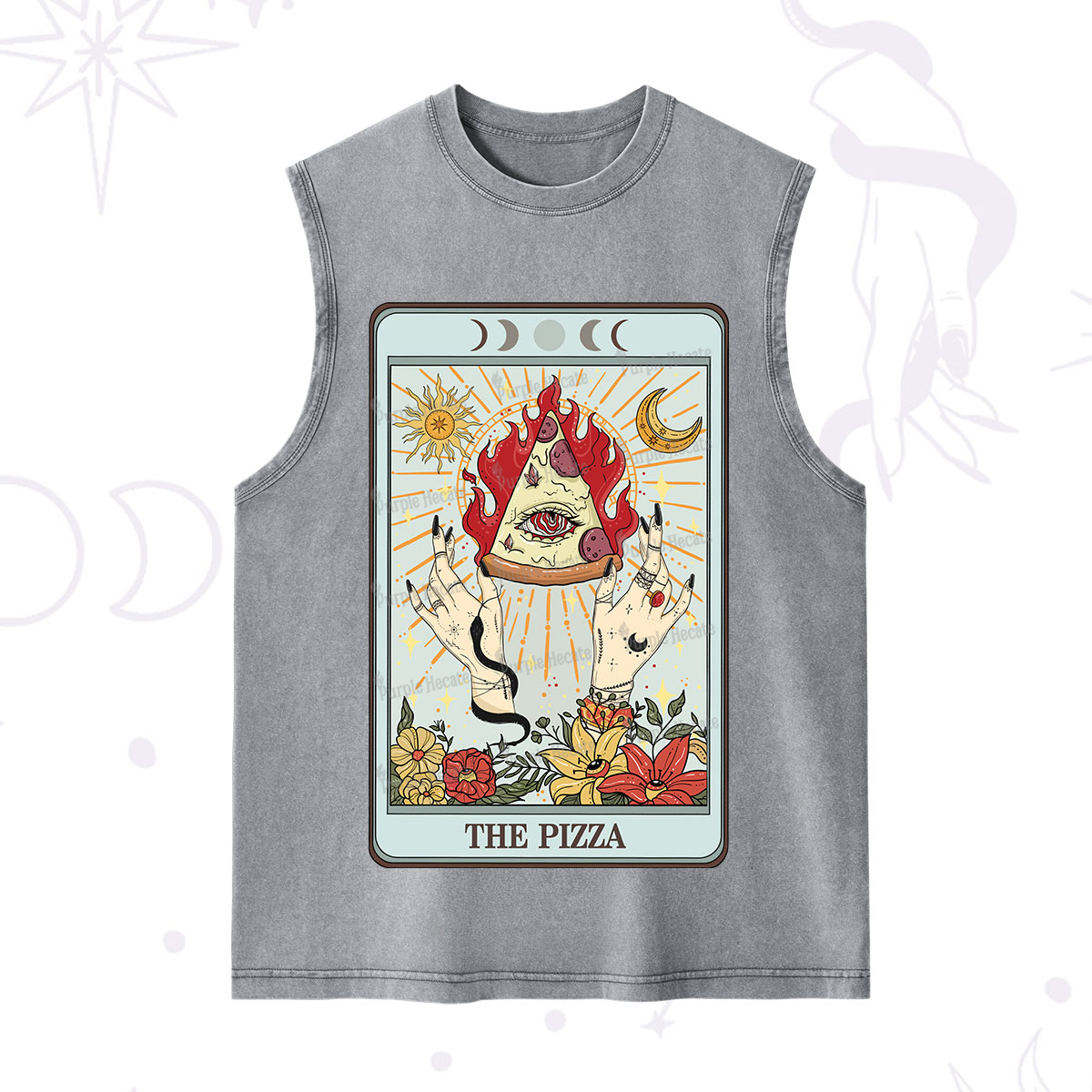 Purplehecate The Pizze Food Tarot Card Washed Tank