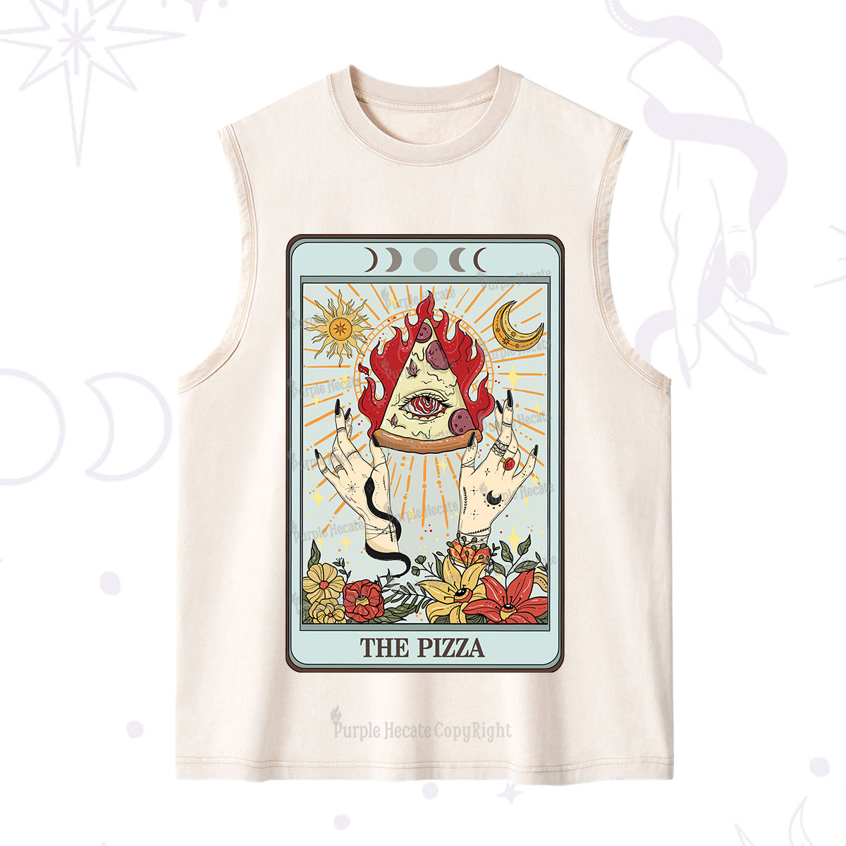 Purplehecate The Pizze Food Tarot Card Washed Tank