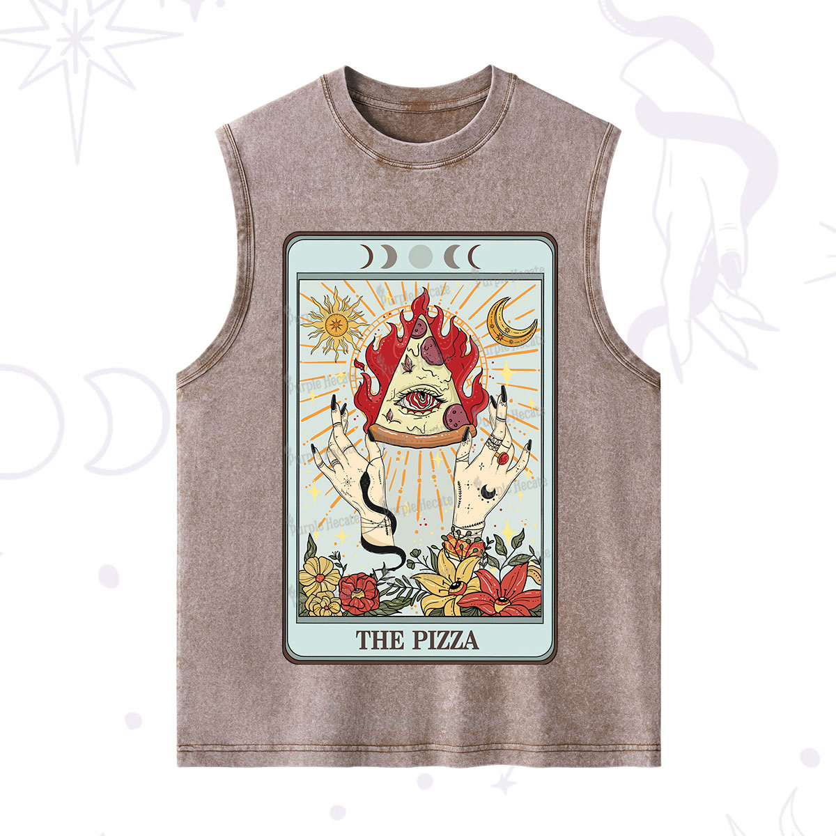 Purplehecate The Pizze Food Tarot Card Washed Tank
