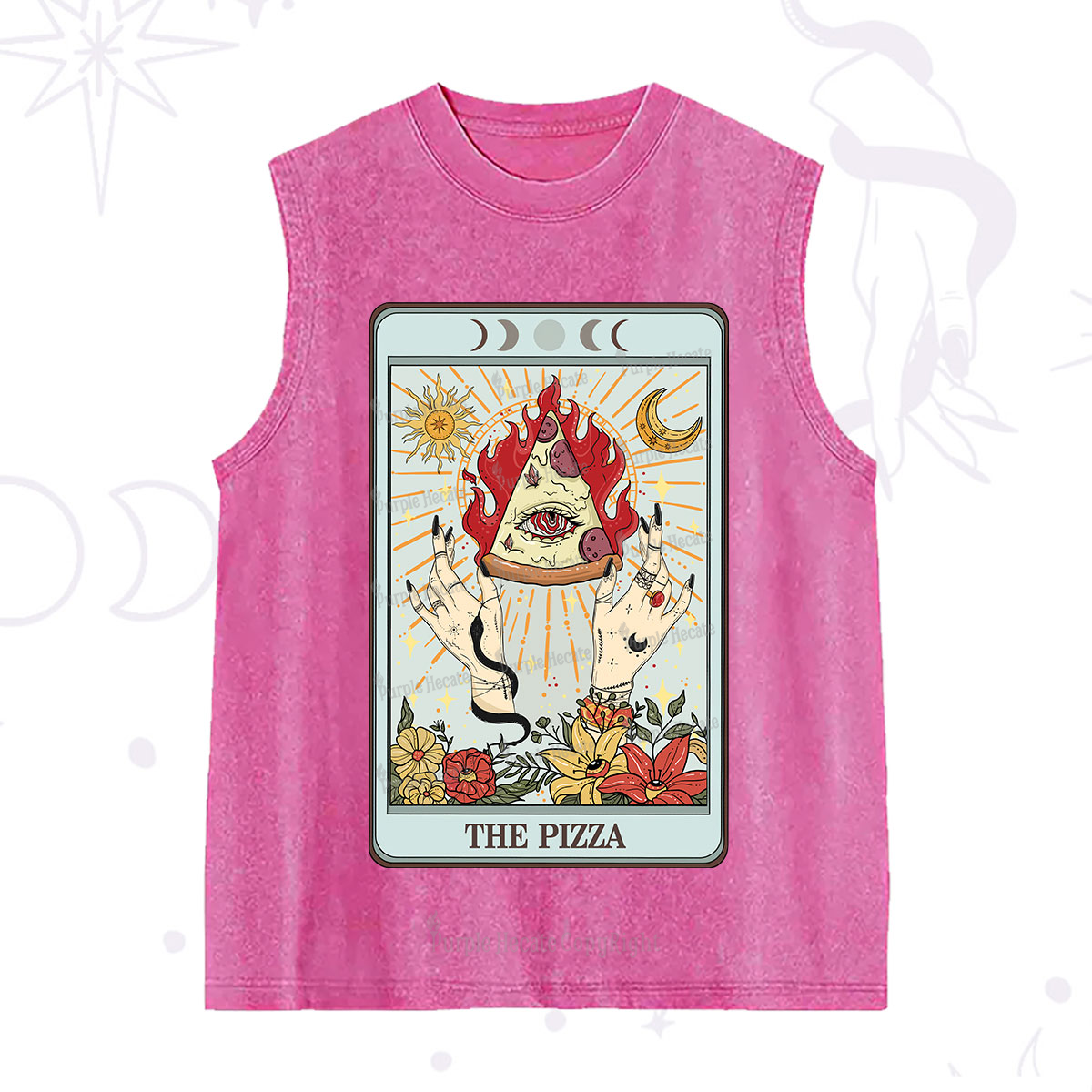 Purplehecate The Pizze Food Tarot Card Washed Tank