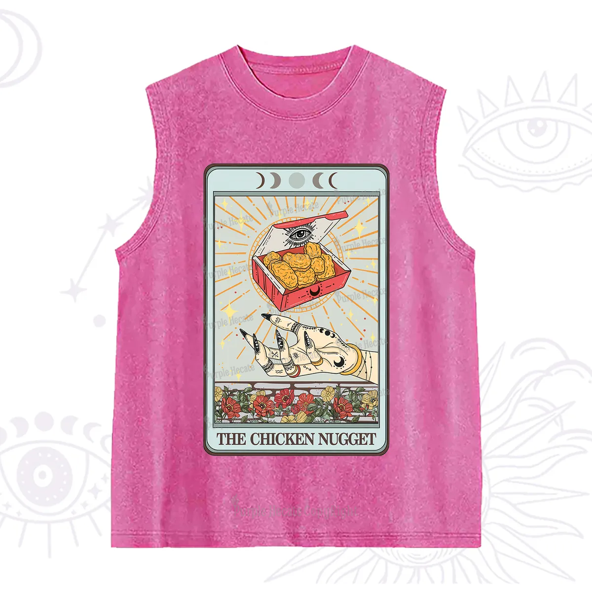 Purplehecate The Chicken Nugget Tarot Card Washed Tank