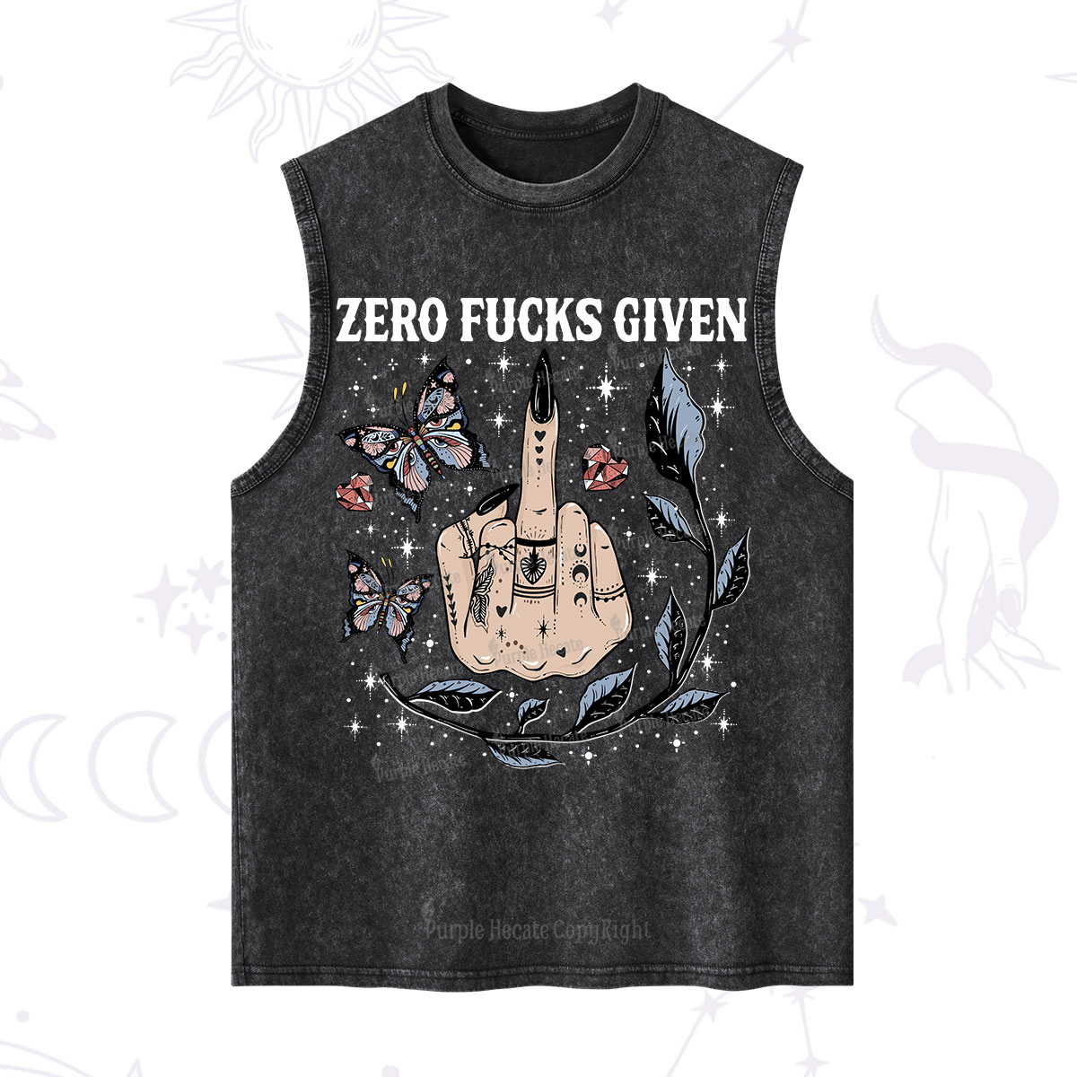 Purplehecate Zero Fucks Given Washed Tank