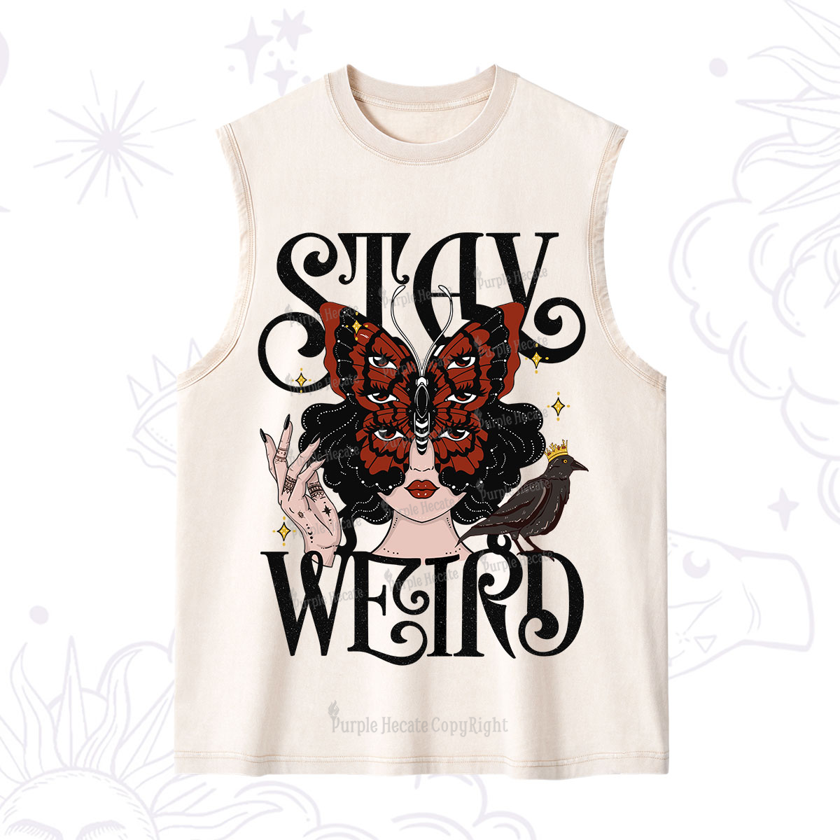 Purplehecate Stay Weird Gothic Butterfly Oracle Washed Tank