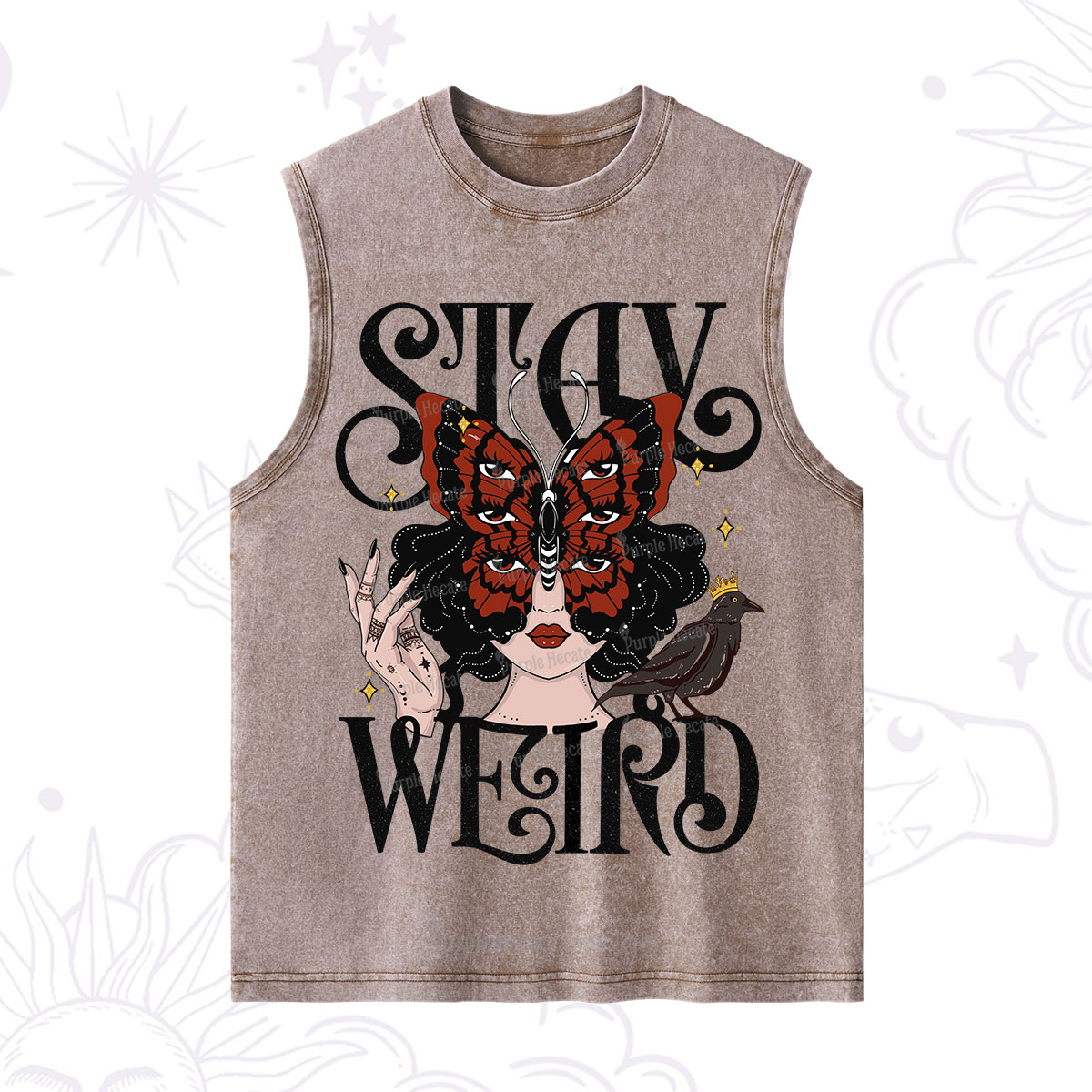 Purplehecate Stay Weird Gothic Butterfly Oracle Washed Tank
