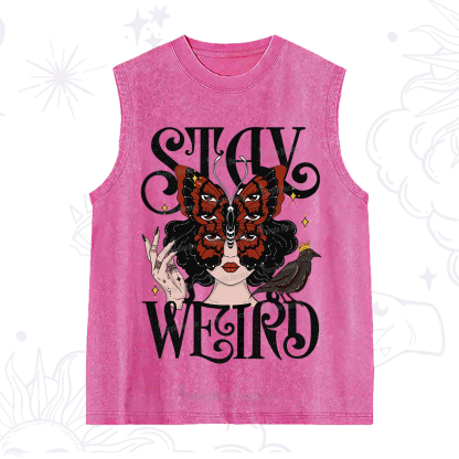 Purplehecate Stay Weird Gothic Butterfly Oracle Washed Tank