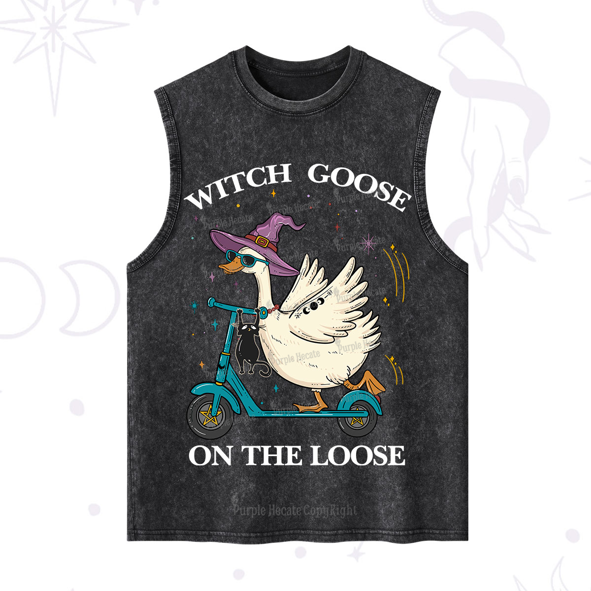 Purplehecate Witch Goose On The Loose Washed Tank