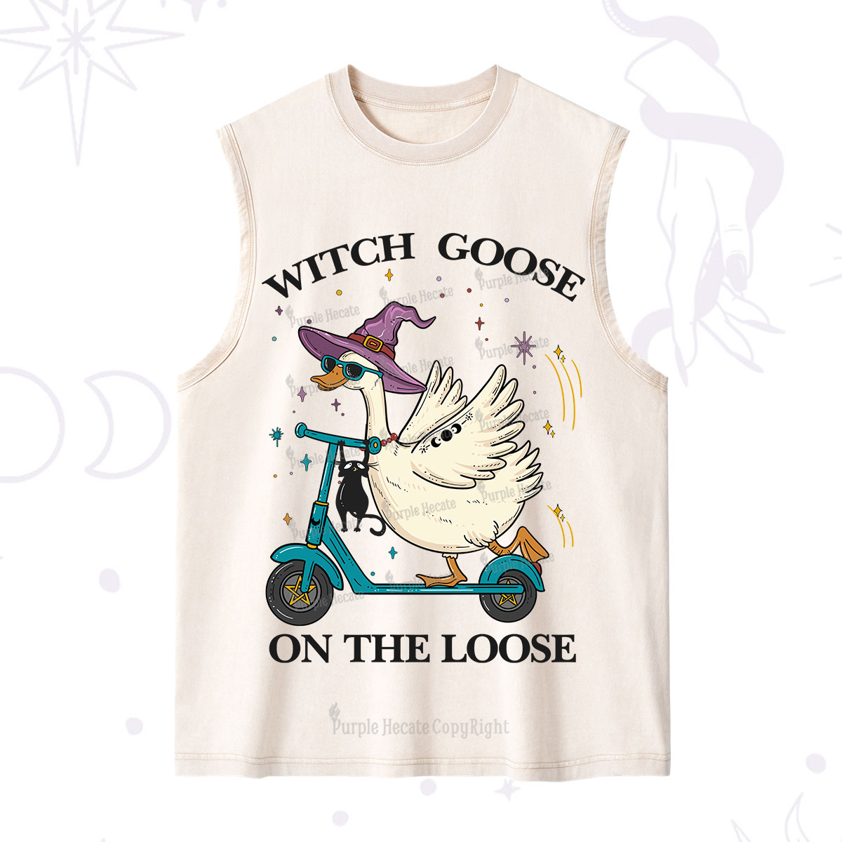 Purplehecate Witch Goose On The Loose Washed Tank
