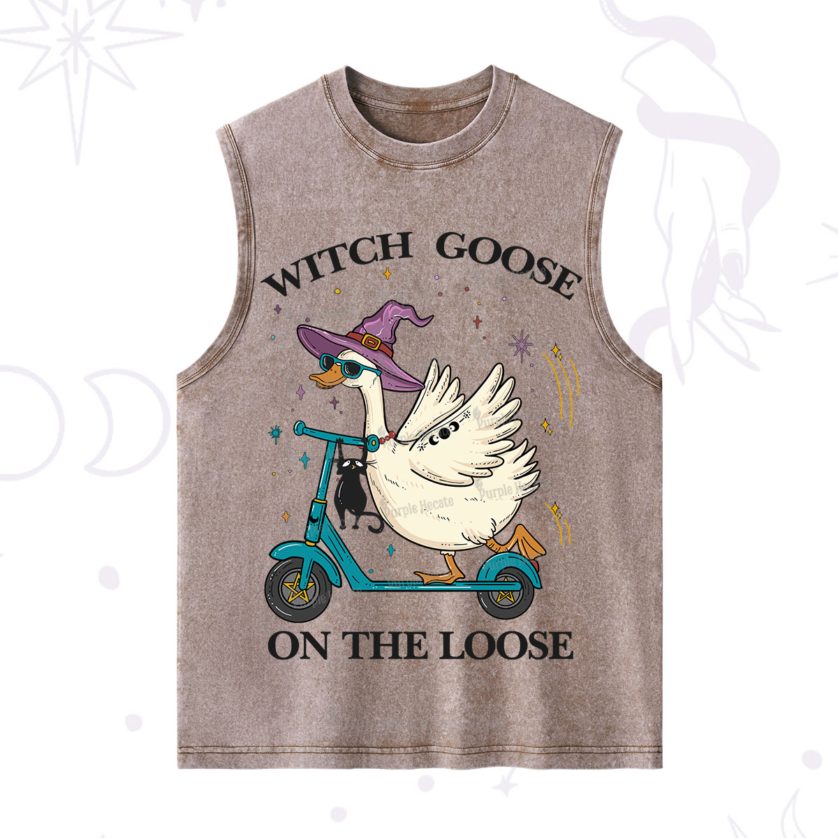 Purplehecate Witch Goose On The Loose Washed Tank