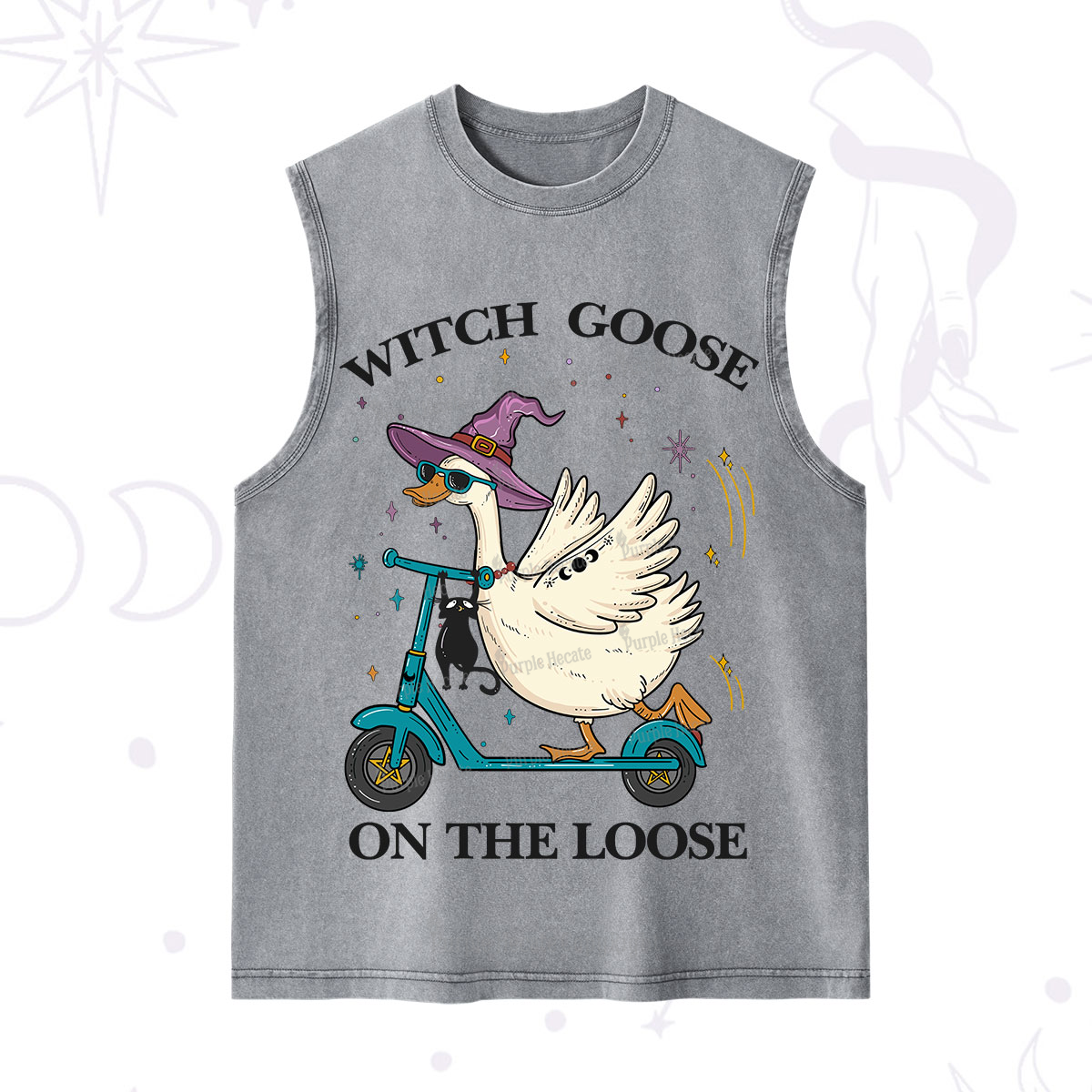 Purplehecate Witch Goose On The Loose Washed Tank