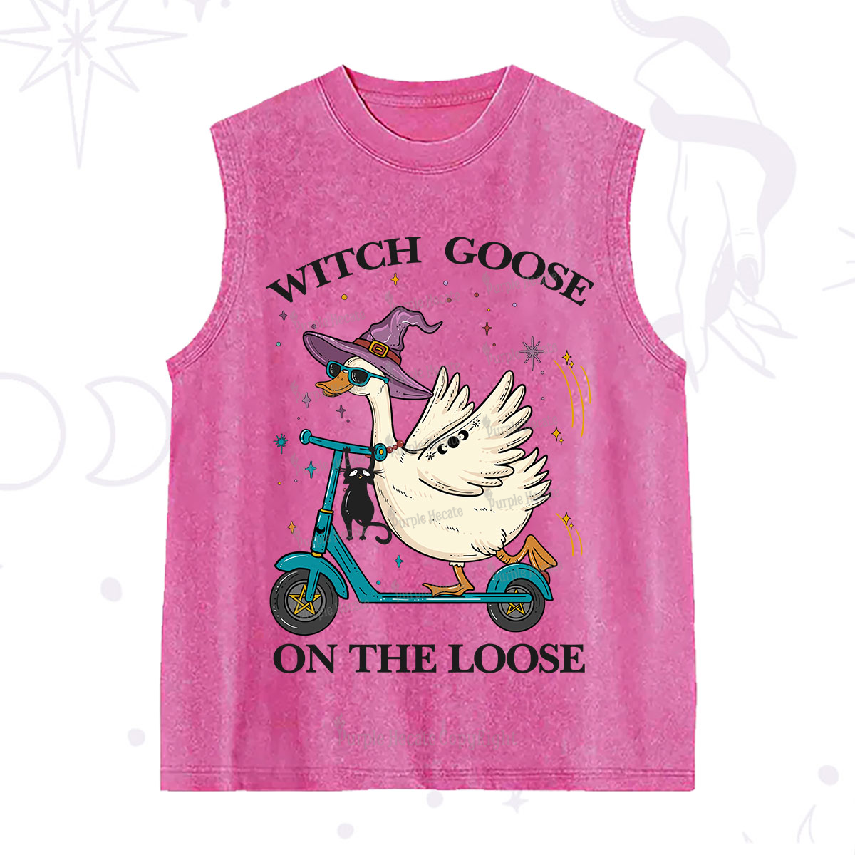 Purplehecate Witch Goose On The Loose Washed Tank