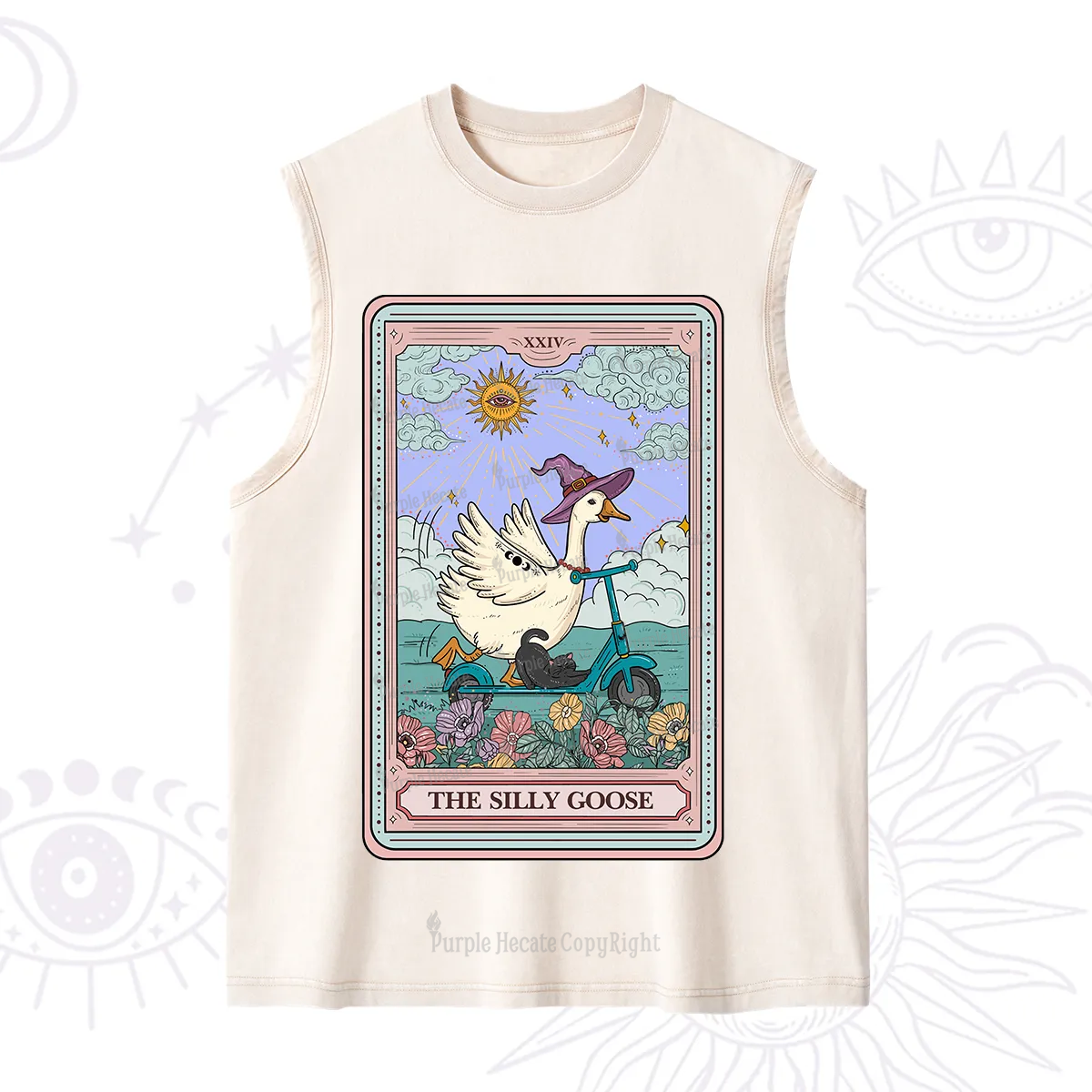 Purplehecate The Silly Goose Tarot Card Washed Tank