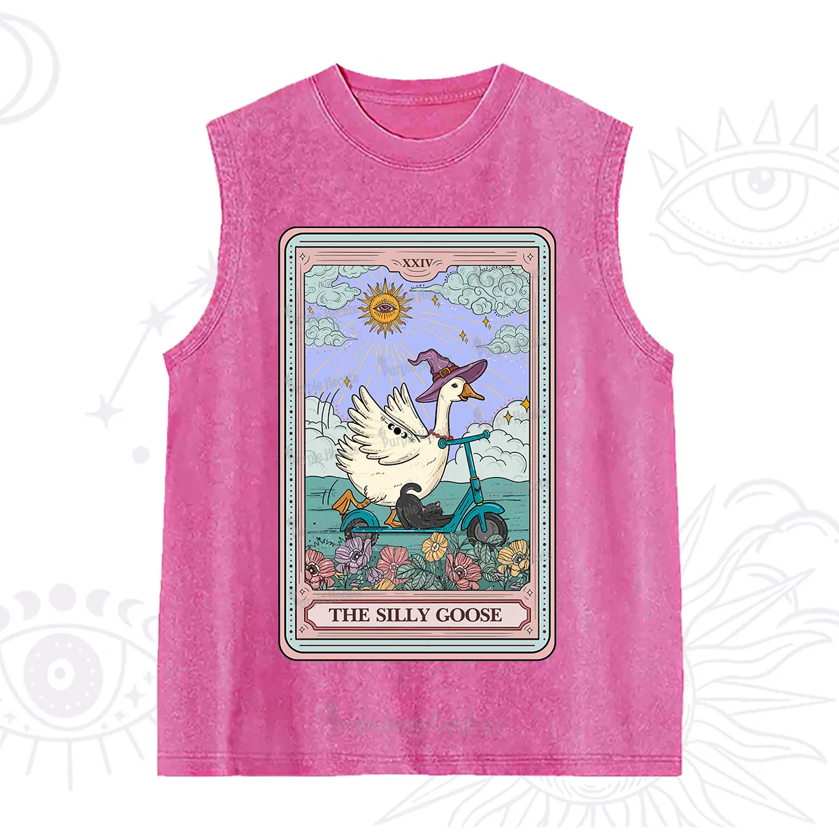 Purplehecate The Silly Goose Tarot Card Washed Tank