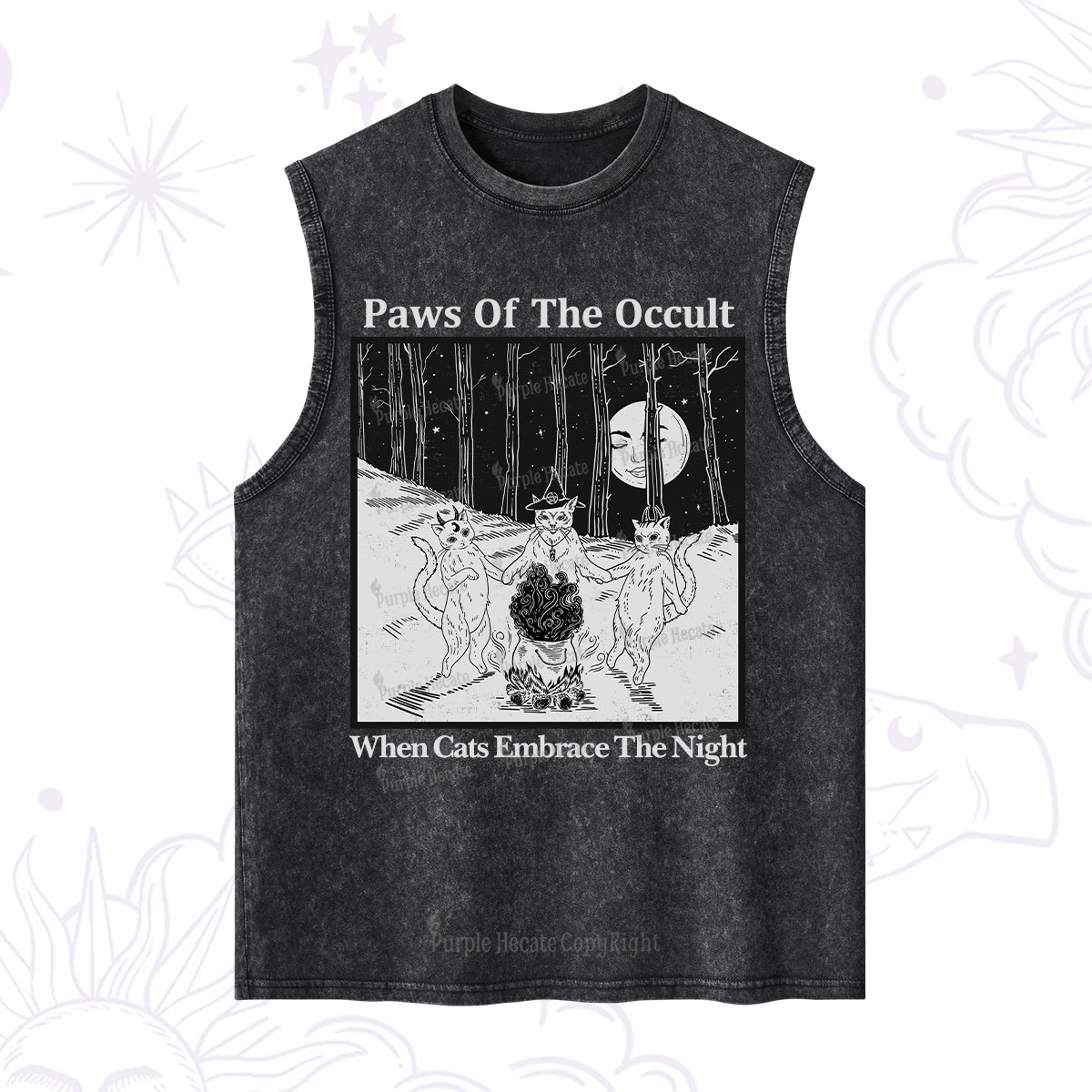 Purplehecate Witchy Cats Washed Tank