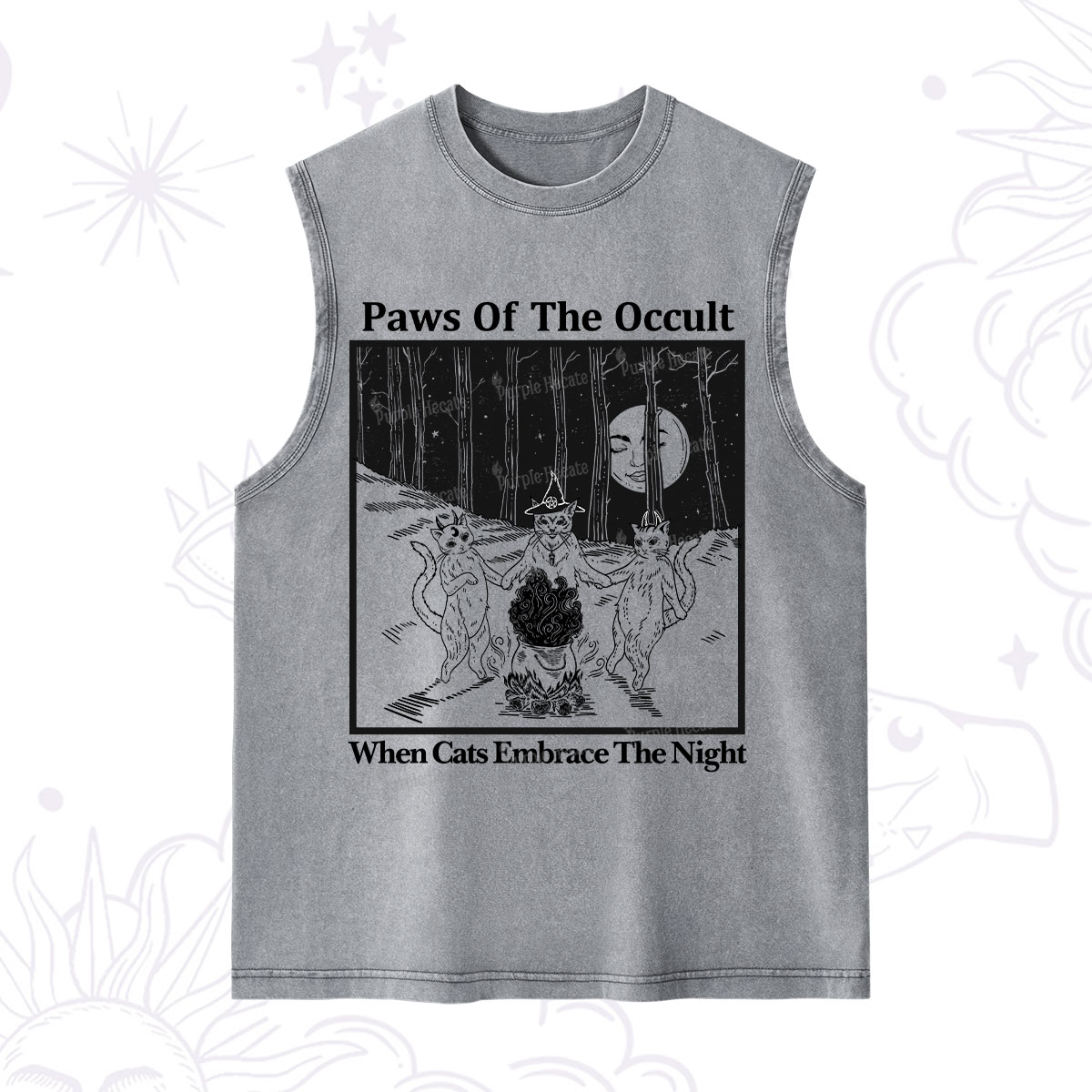 Purplehecate Witchy Cats Washed Tank
