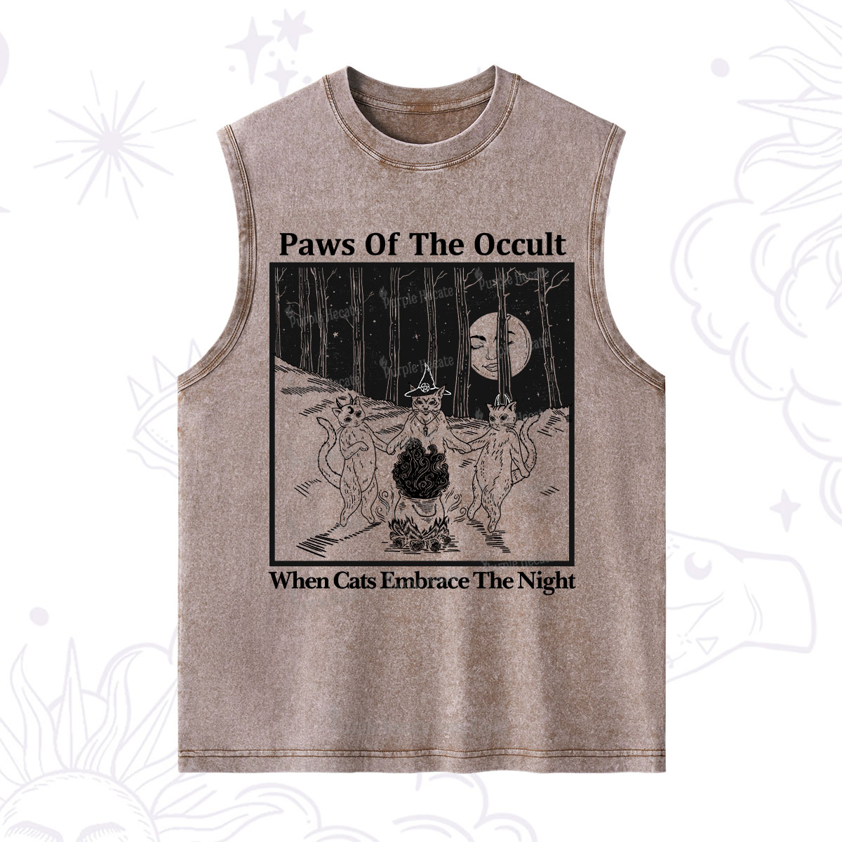 Purplehecate Witchy Cats Washed Tank