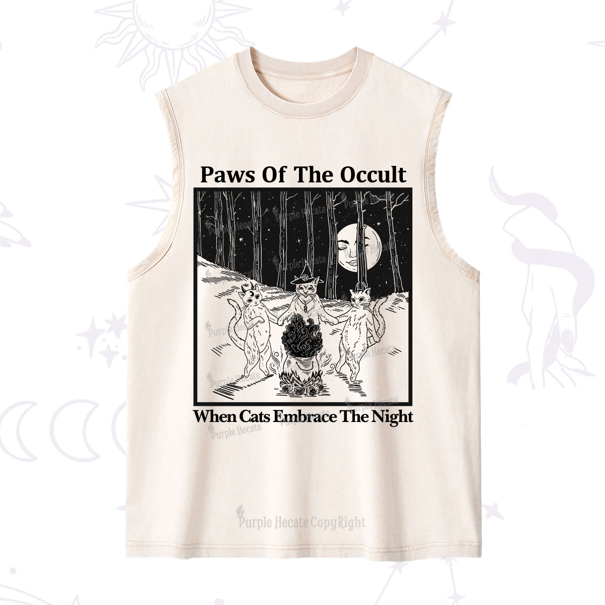 Purplehecate Witchy Cats Washed Tank
