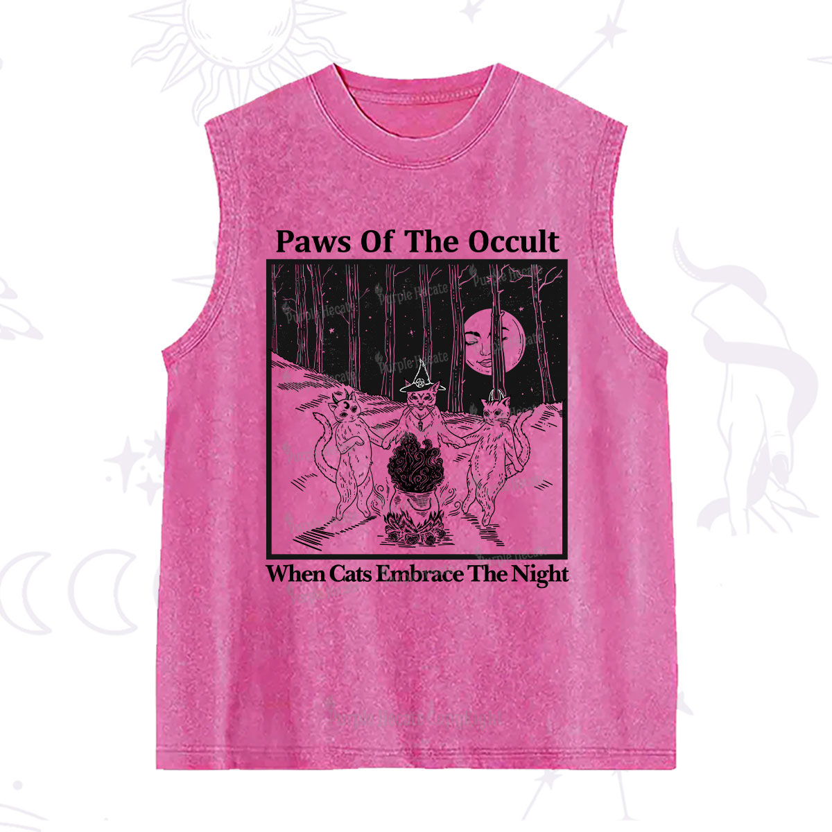 Purplehecate Witchy Cats Washed Tank
