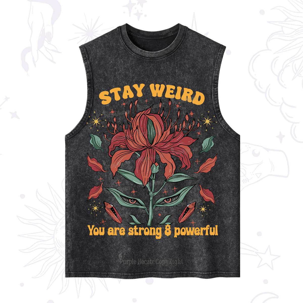 Purplehecate Stay Weird Floral Washed Tank