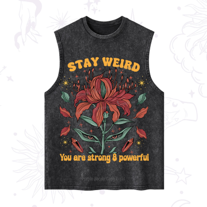 Purplehecate Stay Weird Floral Washed Tank