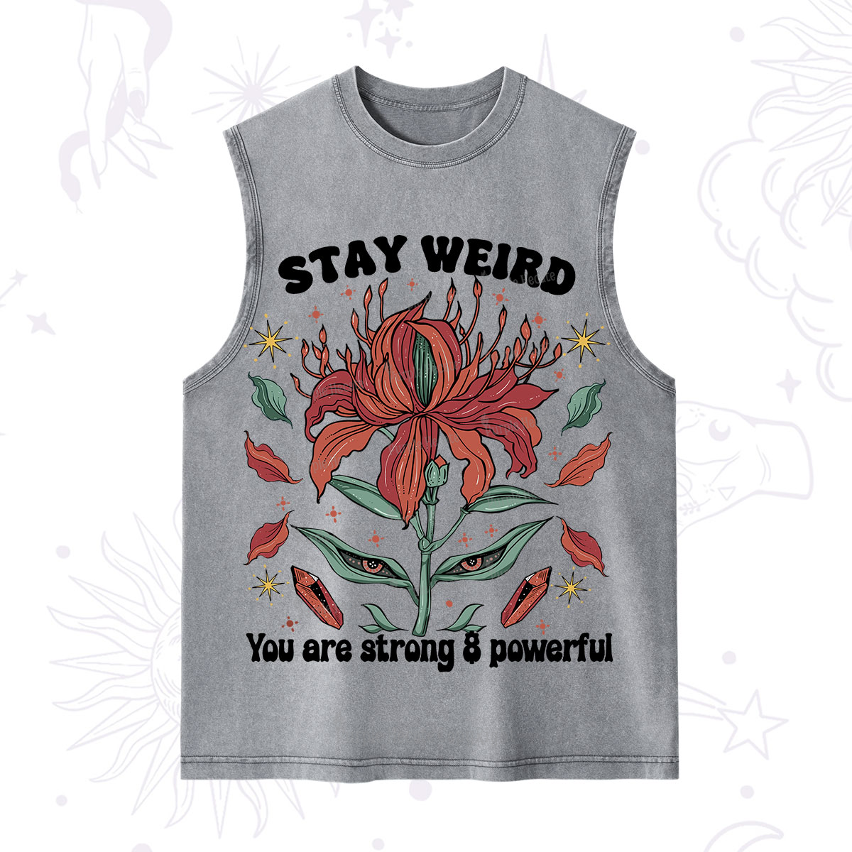 Purplehecate Stay Weird Floral Washed Tank