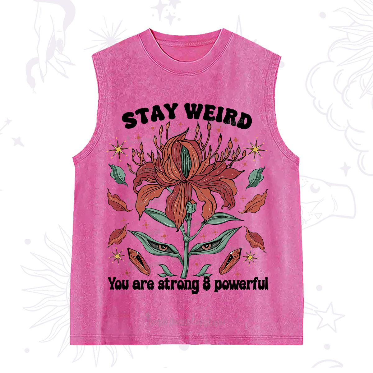 Purplehecate Stay Weird Floral Washed Tank
