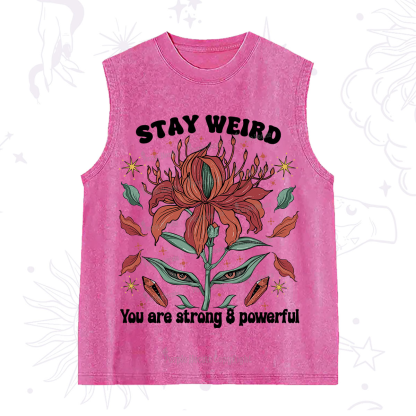 Purplehecate Stay Weird Floral Washed Tank