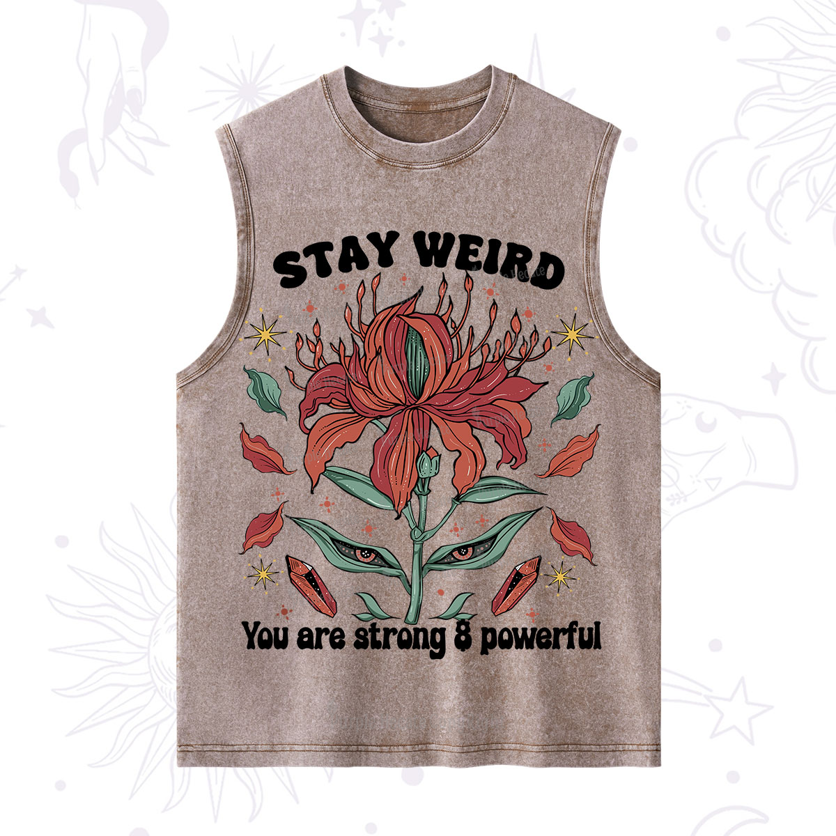 Purplehecate Stay Weird Floral Washed Tank