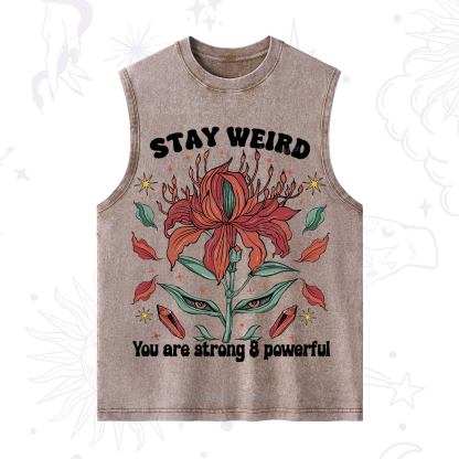Purplehecate Stay Weird Floral Washed Tank