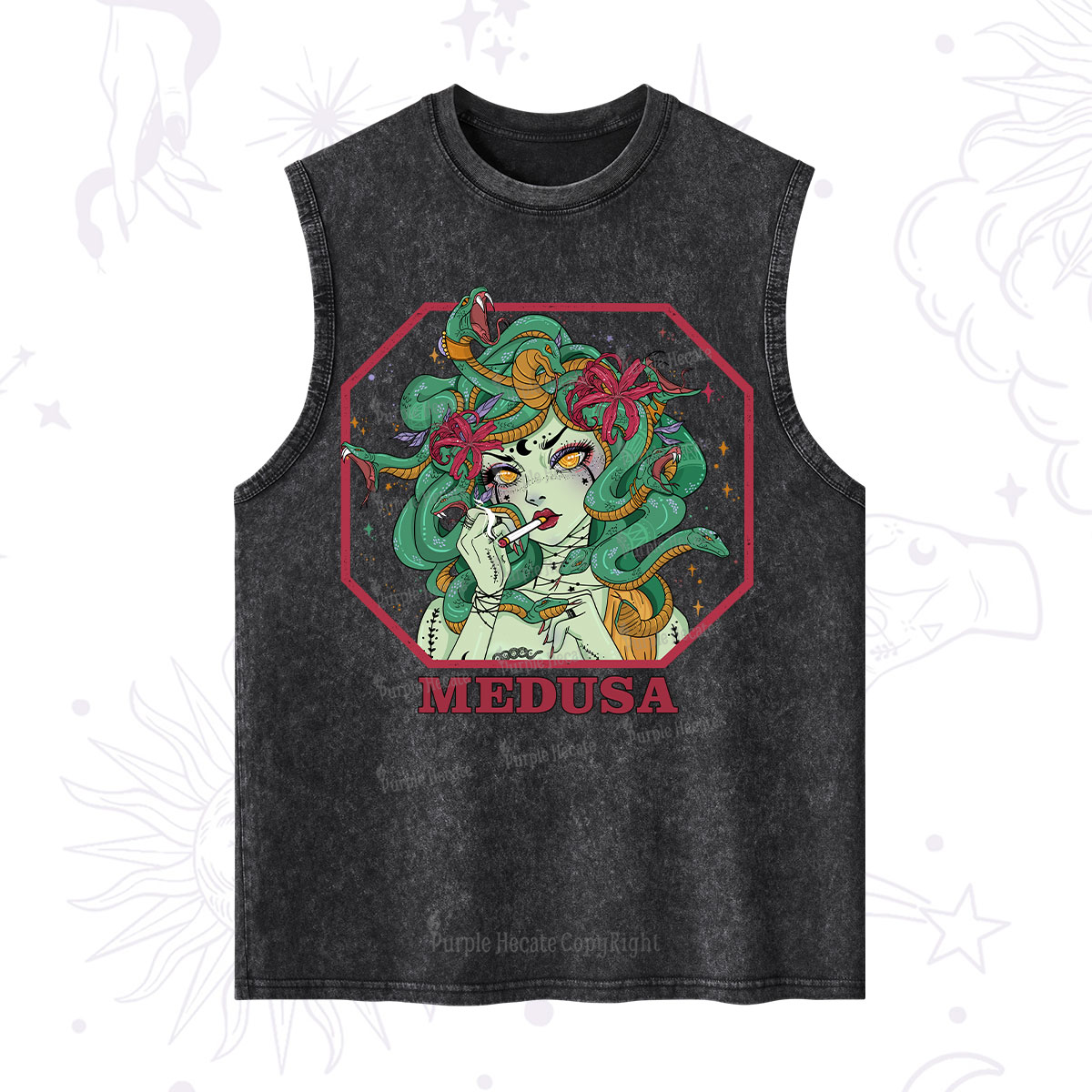 Purplehecate The Greek Goddess Medusa Washed Tank