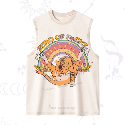 Purplehecate The Zero Fucks Cat Washed Tank