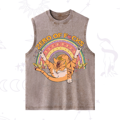 Purplehecate The Zero Fucks Cat Washed Tank