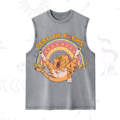 Purplehecate The Zero Fucks Cat Washed Tank