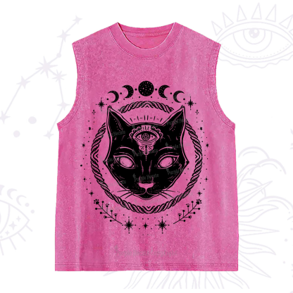Purplehecate Third Eye Black Cat Washed Tank