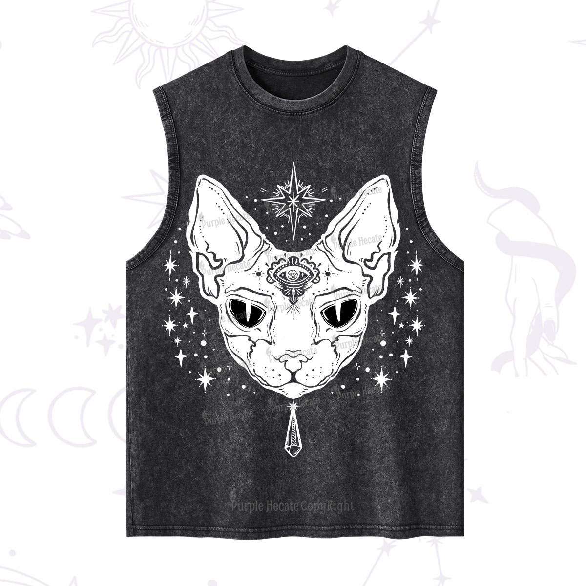 Purplehecate Three Eyed Sphynx Cat Washed Tank