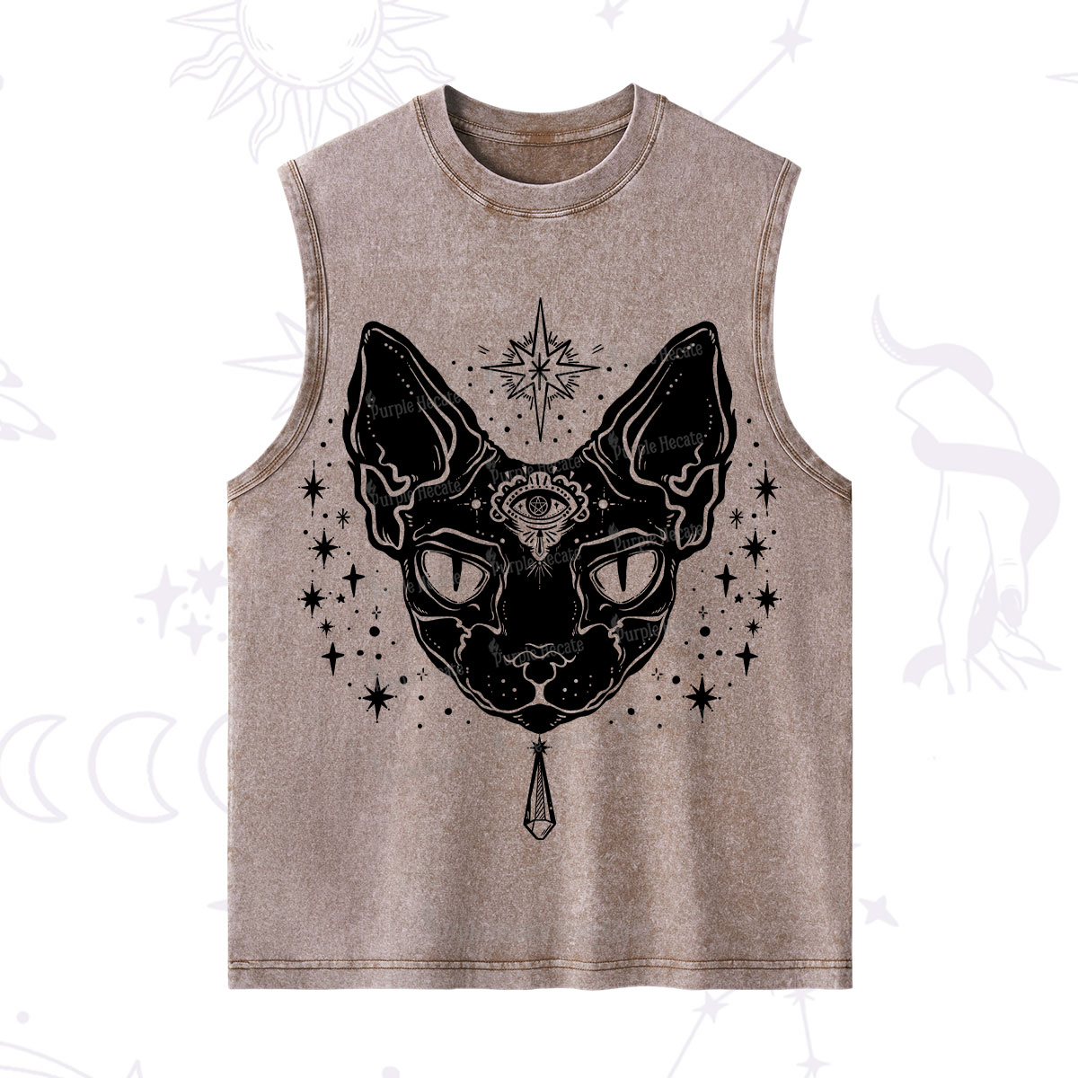 Purplehecate Three Eyed Sphynx Cat Washed Tank