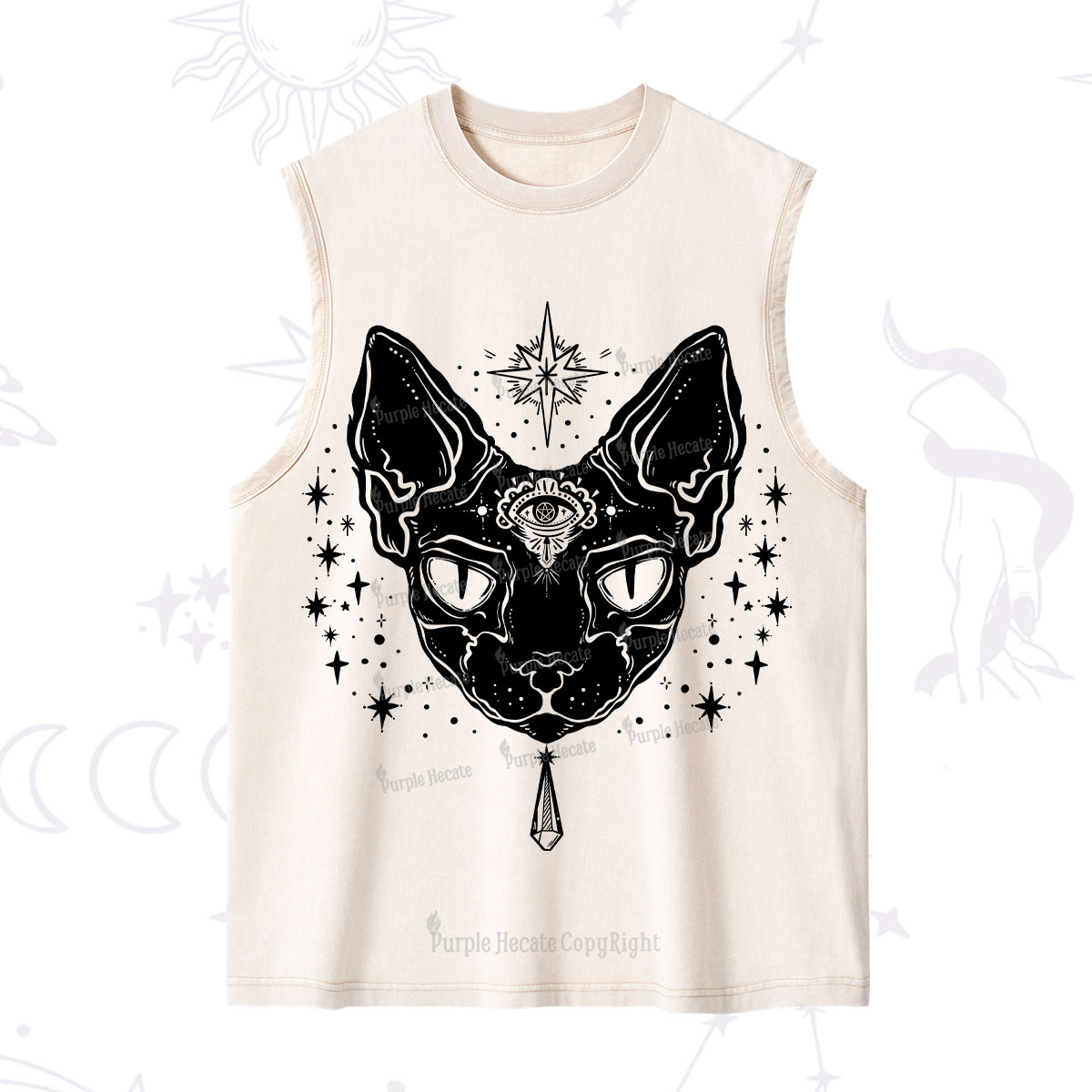 Purplehecate Three Eyed Sphynx Cat Washed Tank