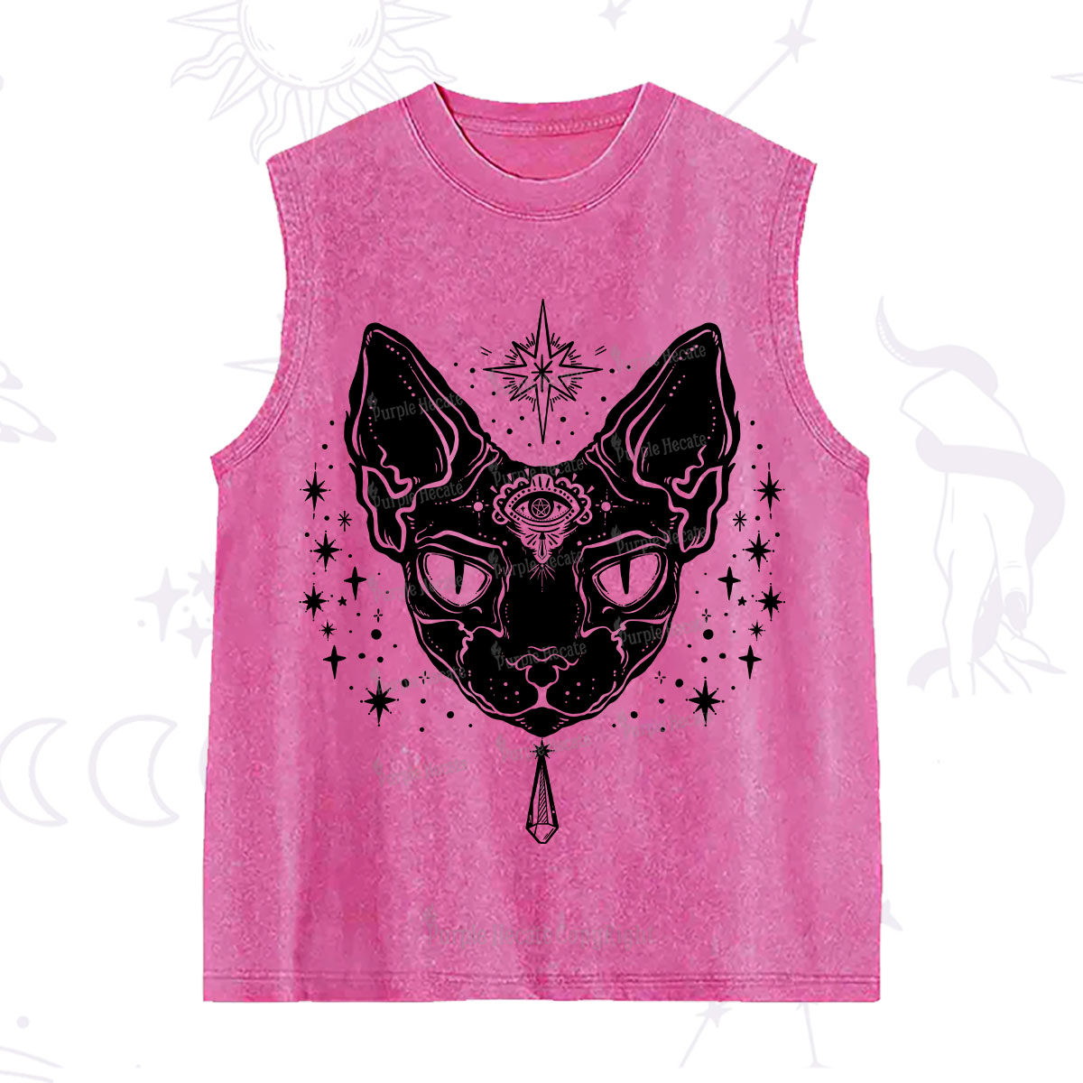Purplehecate Three Eyed Sphynx Cat Washed Tank