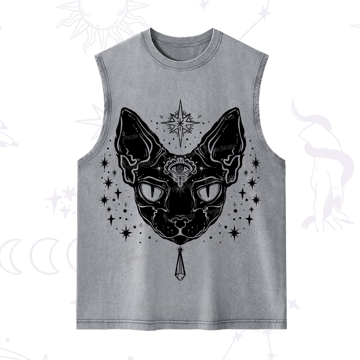 Purplehecate Three Eyed Sphynx Cat Washed Tank