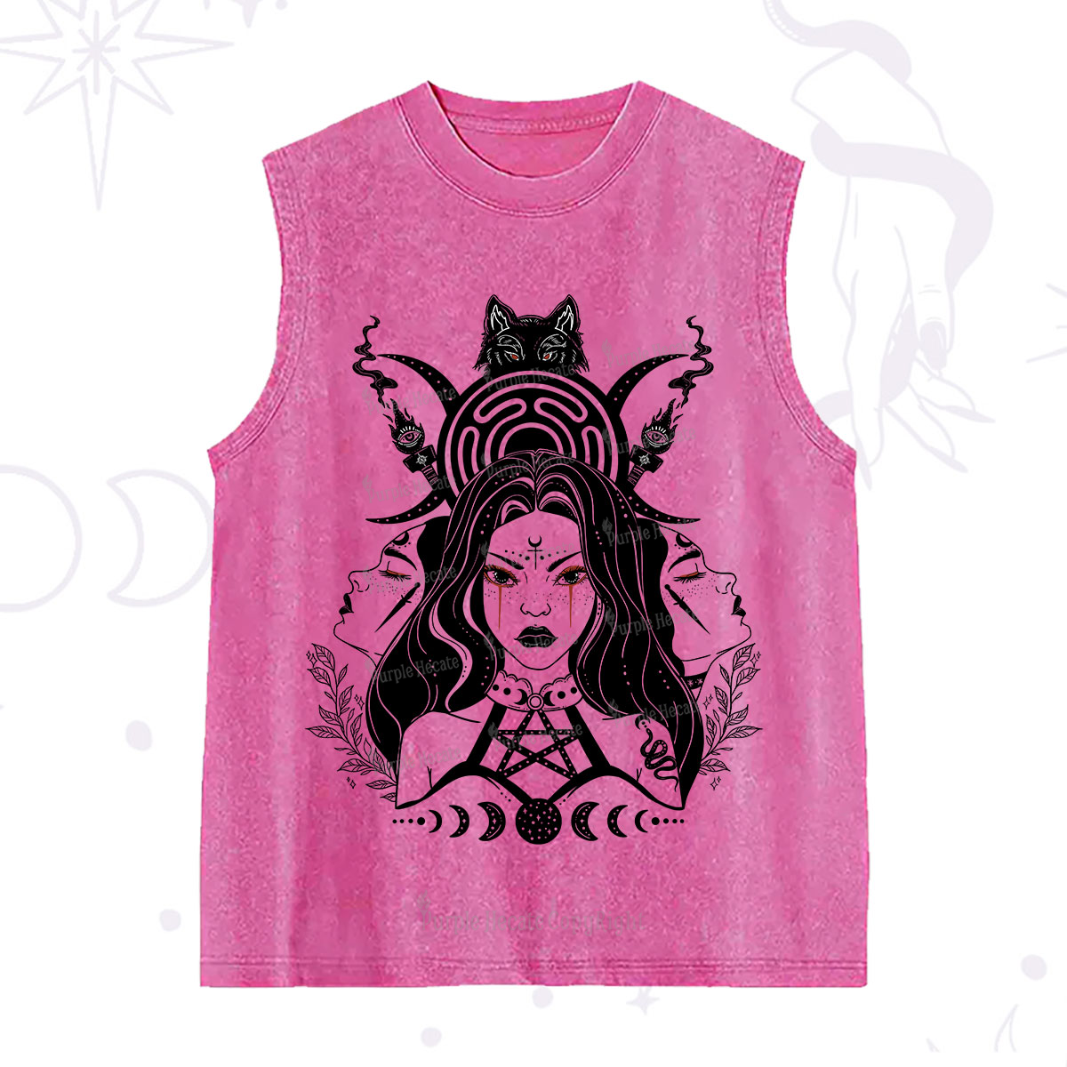 Purplehecate The Triple Moon Goddess Hecate Washed Tank