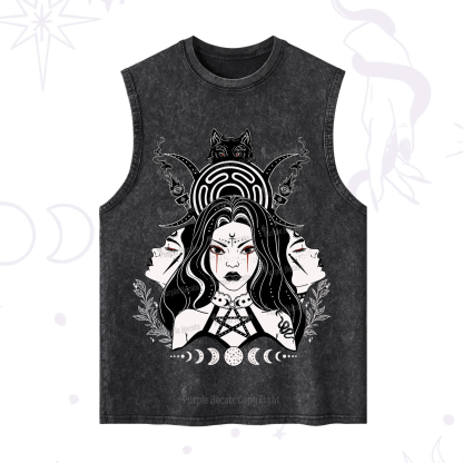 Purplehecate The Triple Moon Goddess Hecate Washed Tank