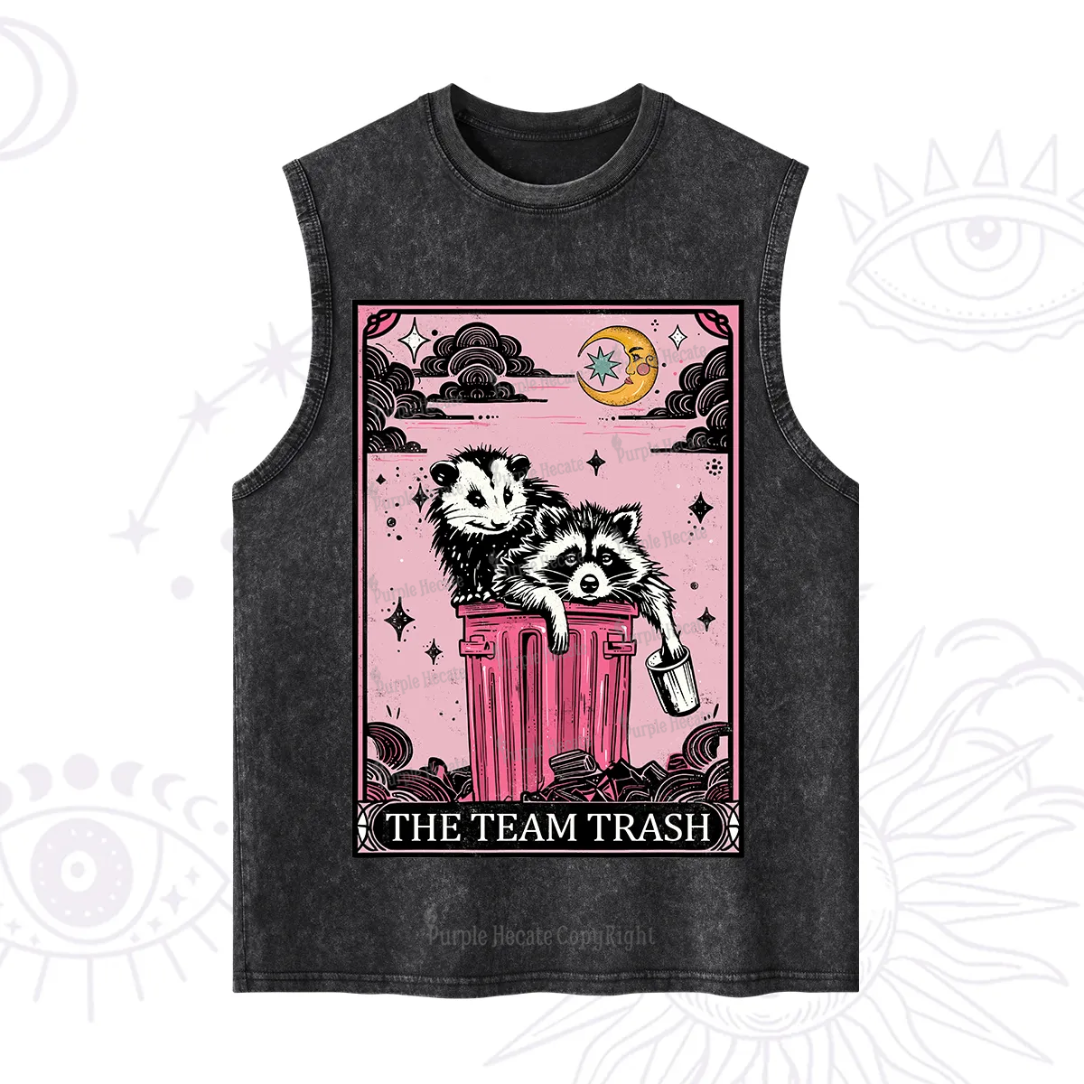 Purplehecate The Team Trash Raccoon & Possum Tarot Washed Tank