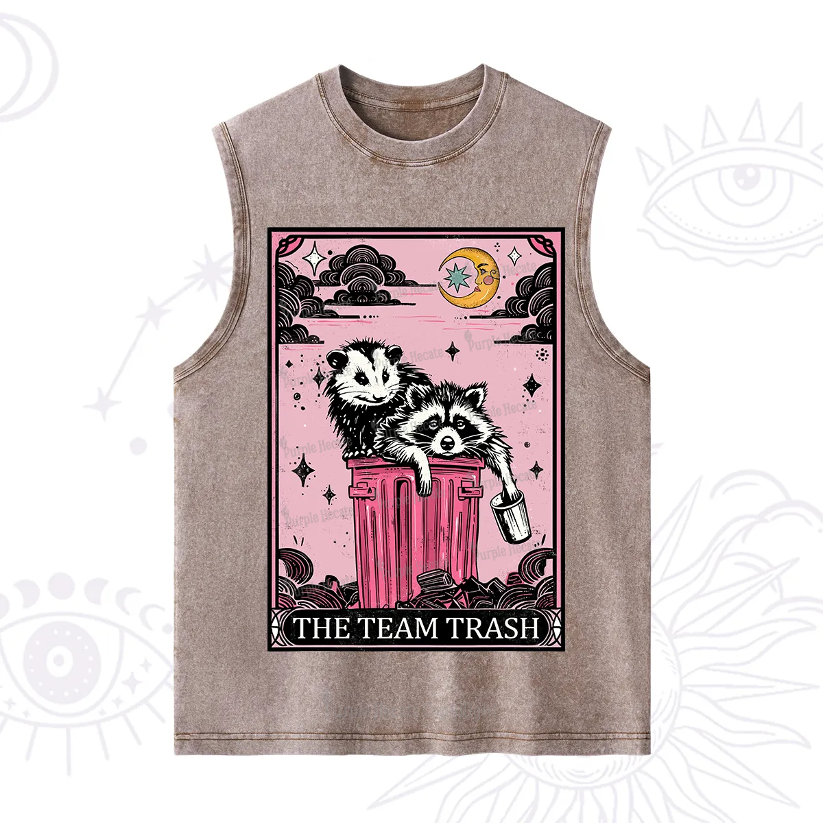 Purplehecate The Team Trash Raccoon & Possum Tarot Washed Tank